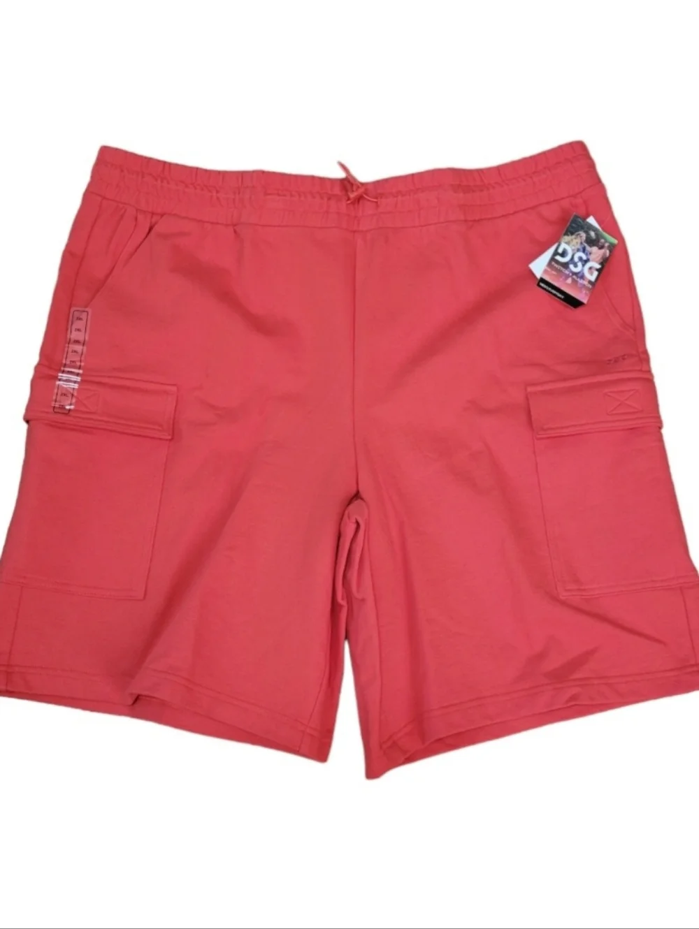DSG Cargo Terry Shorts Mens Size 2XL Red Relaxed Fit Athletic